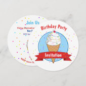 Anniversaire de fête Invitation Ice Cream Cone (Devant / Derrière)