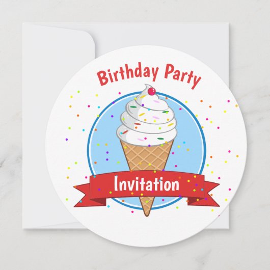 Anniversaire de fête Invitation Ice Cream Cone (Devant)