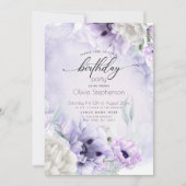 Anniversaire de fête Lilac Poppy Invitation (Devant)