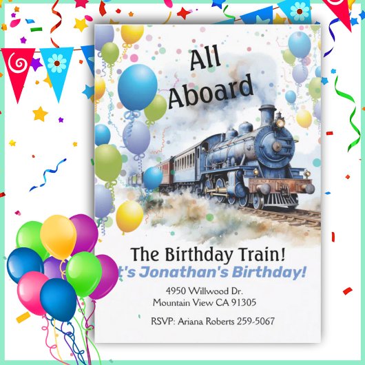Anniversaire de fête Train de l'enfant Invitation