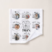 Anniversaire de Fils 8 Collage de Photos Typograph (Gant de toilette)