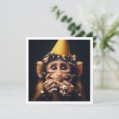 Anniversaire de gâteau de singe cassé, invitation (Debout devant)