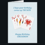 Anniversaire de Grandson, Hearts Full House<br><div class="desc">Une carte d'anniversaire pour quelqu'un qui aime jouer aux cartes. Un flot de coeurs royaux et les mots "J'espère que ton anniversaire aura des succès." Ton petit-fils va adorer cette carte d'anniversaire.</div>