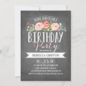 Anniversaire de la bannière rose | Invitations d'a (Devant)