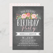 Anniversaire de la bannière rose | Invitations d'a (Devant / Derrière)