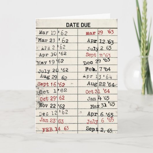 Anniversaire de la carte de bibliothèque (Devant)