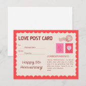 Anniversaire de la carte postale d'amour (Devant / Derrière)