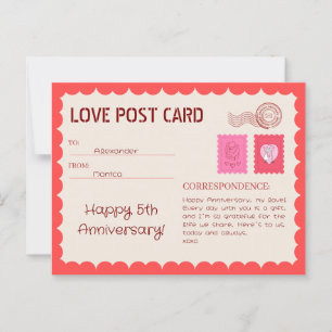 Anniversaire de la carte postale d'amour