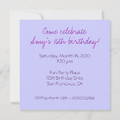 Anniversaire de la fille / Douce 16 Invitation (Dos)