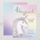 Anniversaire de la licorne ; Invitation à la Fille (Devant / Derrière)