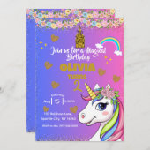 Anniversaire de la licorne magique - Invitation de (Devant / Derrière)