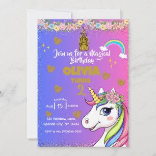 Anniversaire de la licorne magique - Invitation de