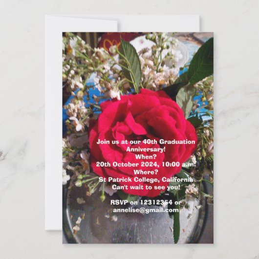 Anniversaire de la Reunion Invitation (Devant)