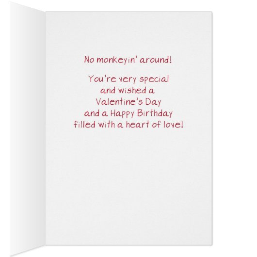Anniversaire de la Saint-Valentin Singe mignon (Intérieur (Droit))