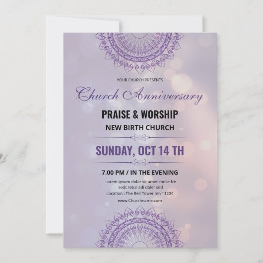 Anniversaire de l'église Invitation Flyer Modèle (Devant)