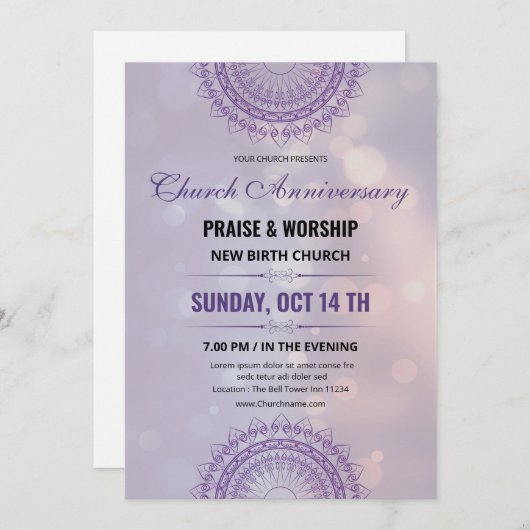 Anniversaire de l'église Invitation Flyer Modèle (Devant / Derrière)