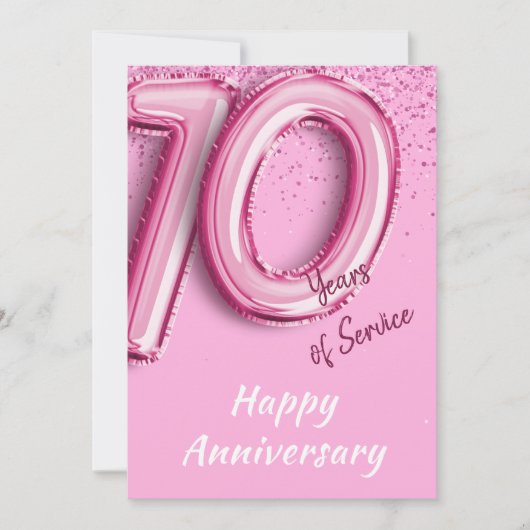 Anniversaire de l'employé 10 ans Carte à ballon ro (Devant)