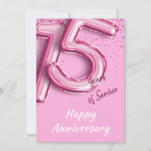 Anniversaire de l'employé 15 ans Carte à ballon ro (Devant)
