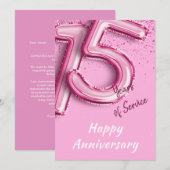 Anniversaire de l'employé 15 ans Carte à ballon ro (Devant / Derrière)