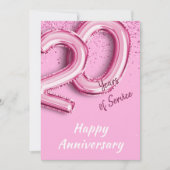 Anniversaire de l'employé 20 ans Carte à ballon ro (Devant)