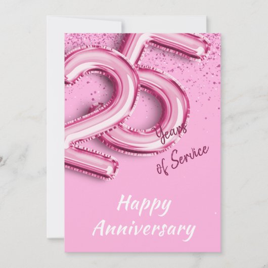 Anniversaire de l'employé 25 ans Carte à ballon ro (Devant)