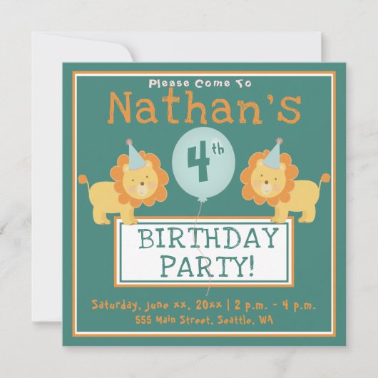 Anniversaire de l'enfant - 4 ans - Invitation de f (Devant)