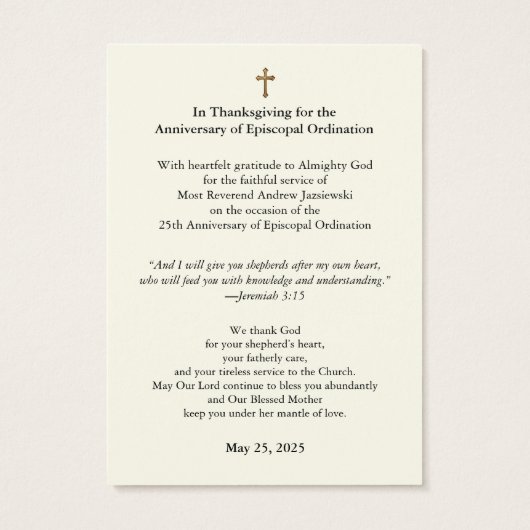 Anniversaire de l'évêque catholique Jésus (Dos)