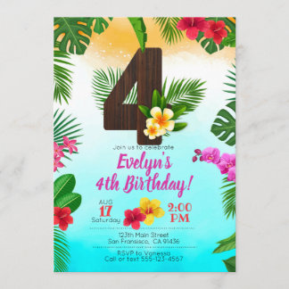 Anniversaire de Luau, Invitation Luau, 4e annivers