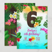 Anniversaire de Luau, Invitation Luau Party 6e ann (Devant / Derrière)