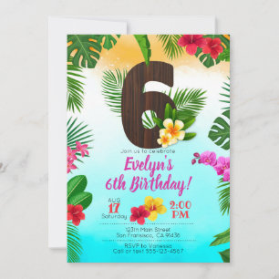 Anniversaire de Luau, Invitation Luau Party 6e ann