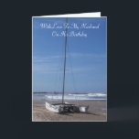 Anniversaire de mari de catamaran<br><div class="desc">Conception de bateau de catamaran de plage de carte d'anniversaire de mari. Customisez cette carte d'anniversaire avec n'importe quel texte de votre choix. Design de carte d'anniversaire par le justbyjulie</div>