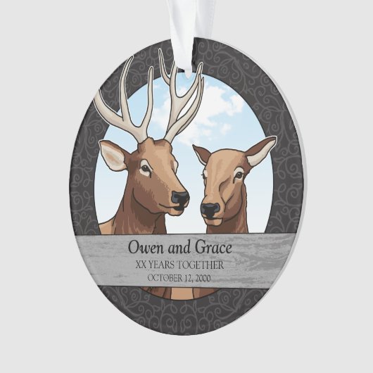 Anniversaire de mariage personnalisé, paire d'élan (devant)