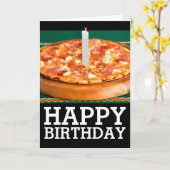 ANNIVERSAIRE DE PEPPERONI PIZZA CARTE DE CANDLE (Fleur jaune)