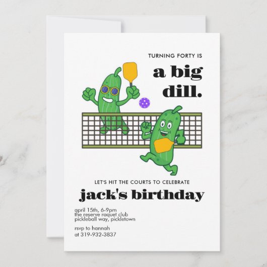Anniversaire de Pickleball, Invitation de Pickle B (Devant)