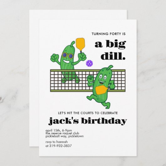 Anniversaire de Pickleball, Invitation de Pickle B (Devant / Derrière)