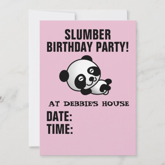 ANNIVERSAIRE DE SLUMBER INVITATIONS DE PANDA BEAR (Devant)