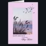 Anniversaire de Step Sister, scène balnéaire<br><div class="desc">Une belle carte d'anniversaire pour une belle soeur. Une scène balnéaire avec herbe silhouée et mouettes. Une belle scène de tranquillité qui promet des souvenirs de vacances balnéaires. Un joli verset à l'intérieur complète cette carte d'anniversaire pour dire à votre femme "heureux anniversaire".</div>