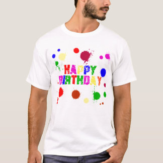Anniversaire de T-shirt de peinture d'éclaboussure