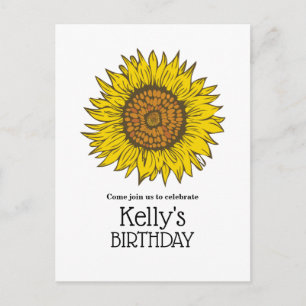 anniversaire de tournesol, invitation carte postal