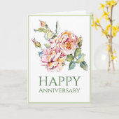 Anniversaire des roses roses, Aquarelle, Carte 5x7 (Fleur jaune)
