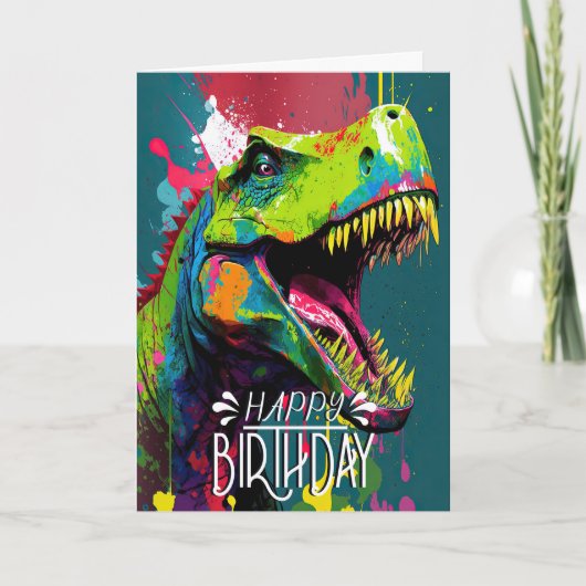 Anniversaire Dinosaur Bleu enfants Carte Jurassiqu (Devant)