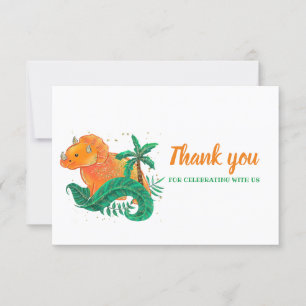 Anniversaire Dinosaure Triceratops Orange Merci