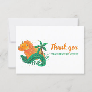 Anniversaire Dinosaure | Triceratops Orange Merci
