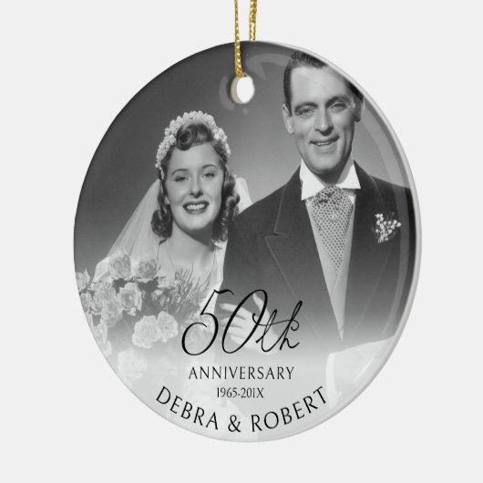 Anniversaire d'or 50e ornement photo avec morue QR (Gauche)