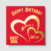 Anniversaire d'or moderne en rouge - Monogramme | (Recto)