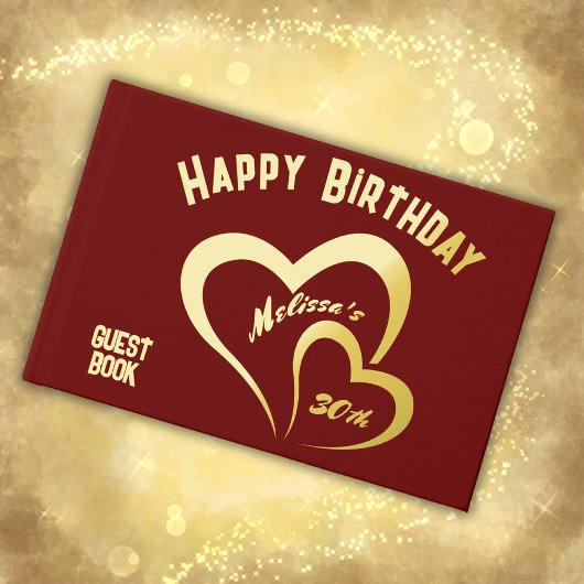 Anniversaire d'or moderne sur Maroon Rec Monogramm