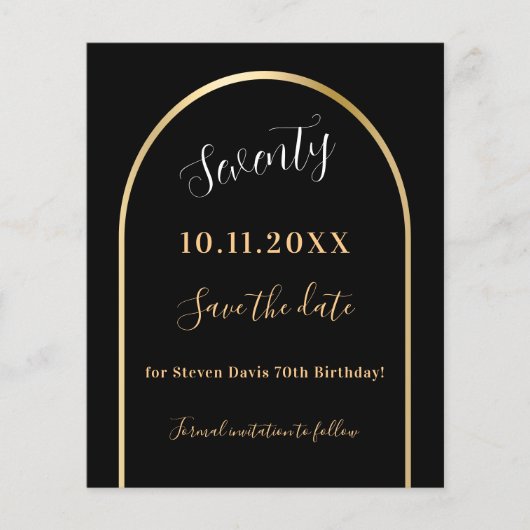 Anniversaire d'or noir enregistrer la carte de dat (Devant)