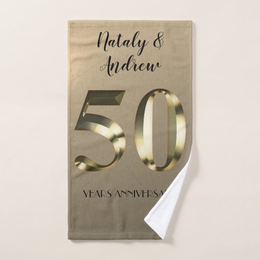 Anniversaire du 50e Mariage d'or métallique (Serviette à main)