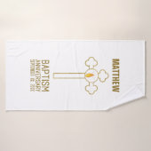 Anniversaire du Baptême Croix d'or personnalisée (Serviette de bain)