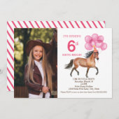 Anniversaire du Cheval Rose Invitation photo (Devant / Derrière)